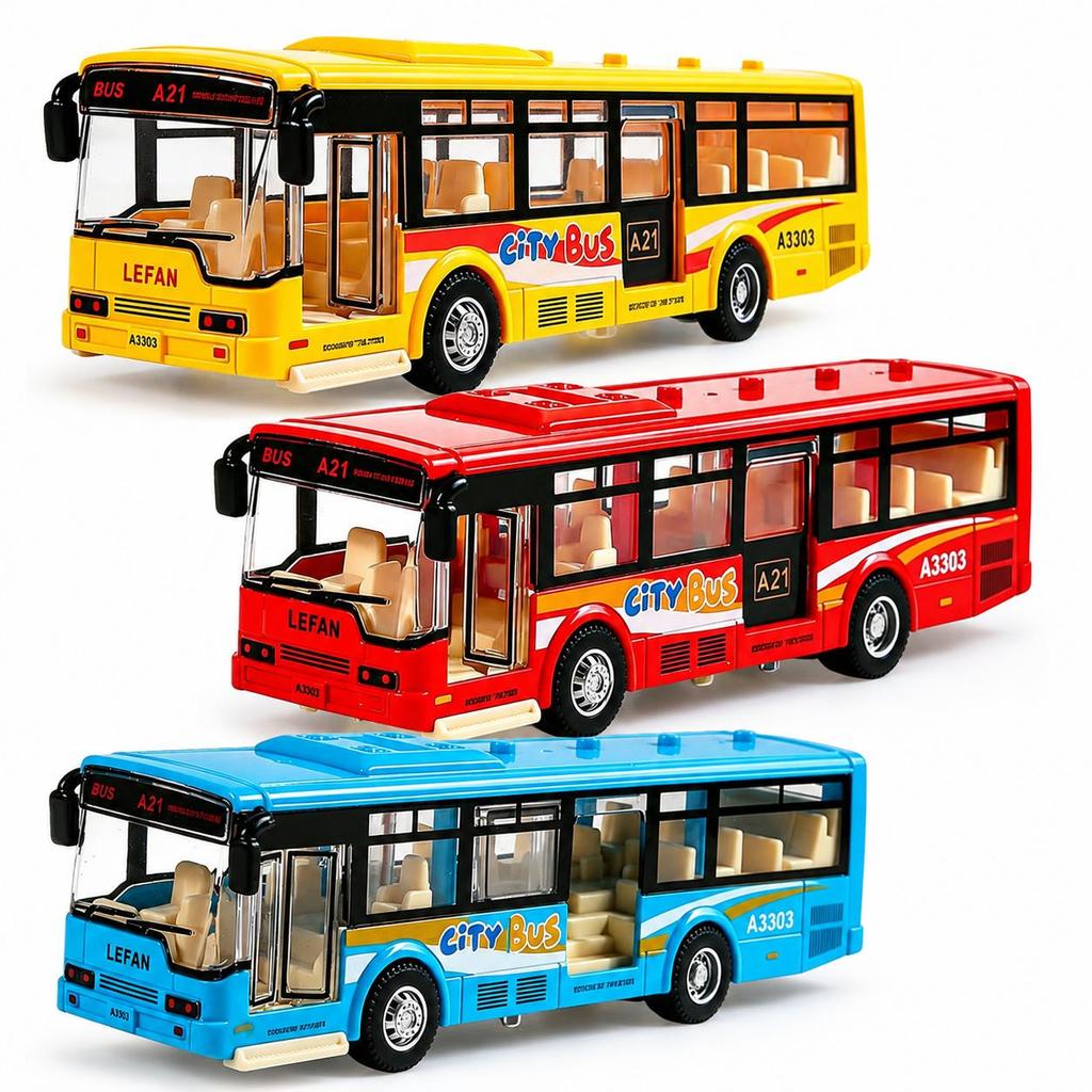 Children'S Simulated City Bus Toy Model Inertial Vehicle Sightseeing Bus Educational Pretend Play Toy With Light Sound Effect