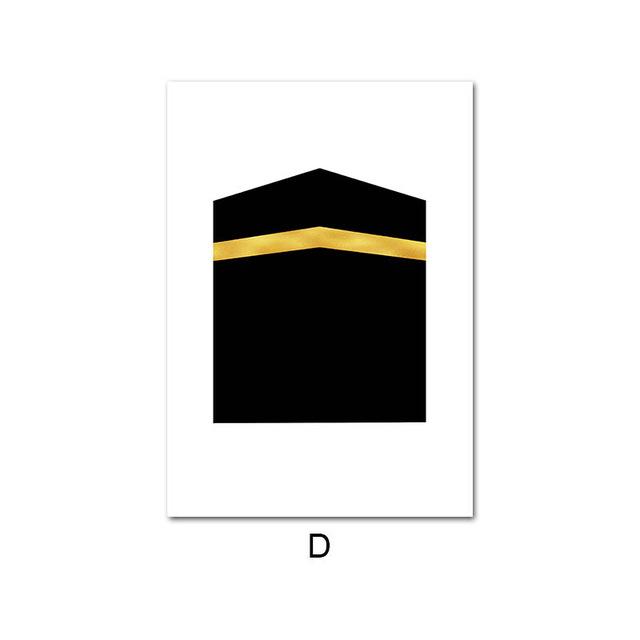 Islamic Canvas Wall Art Poster Arabic Calligraphy Print Painting Allah Kaaba Mosque Painting Muslim Decorative Picture Modern