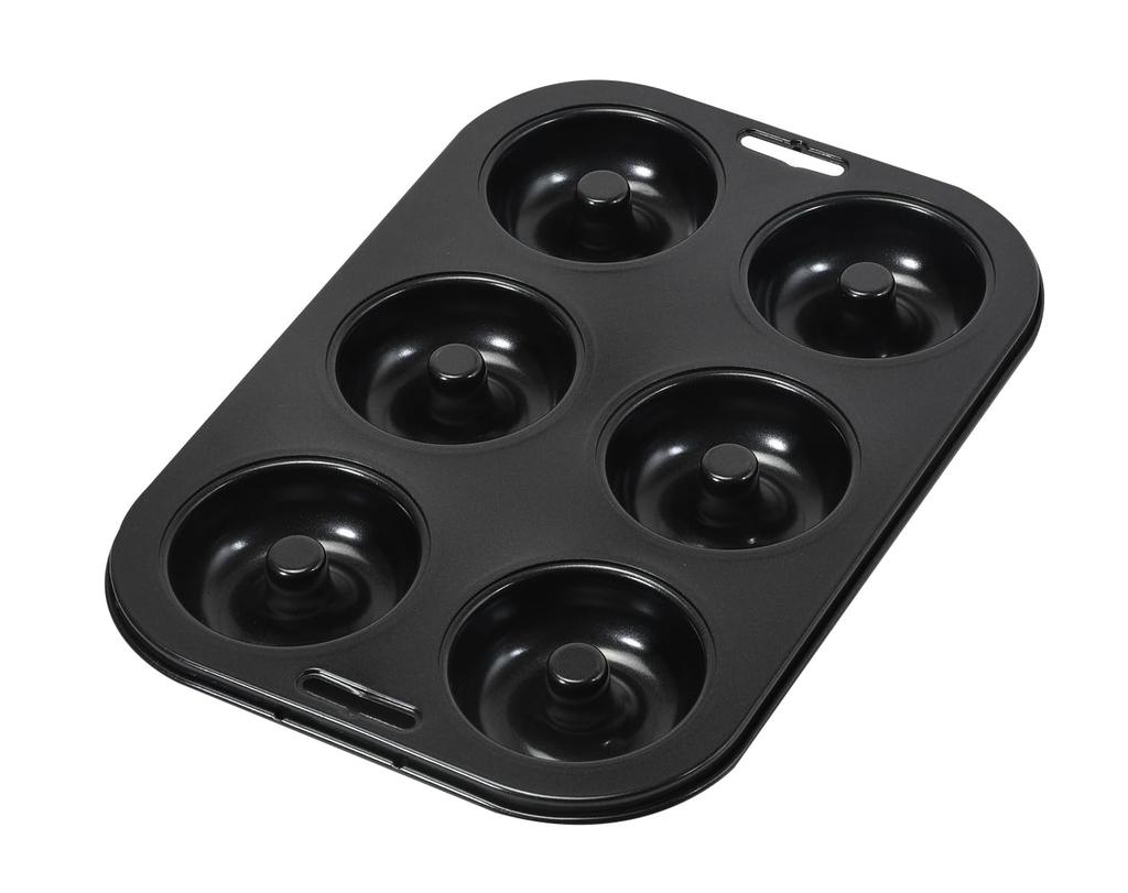 Pearl Metal Donut Baking Mold Plate, 6-Cavity, Silicone Coated, for Making Sweets DA-28