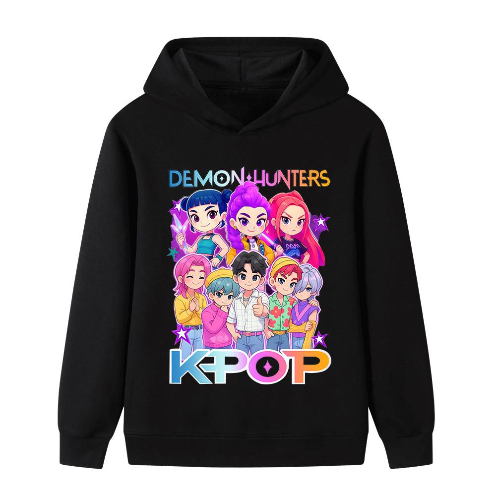 B1201 Kids Boys Girls Sajaboys Kpop Rumi Zoey Mira Print Long Sleeves Hoodie