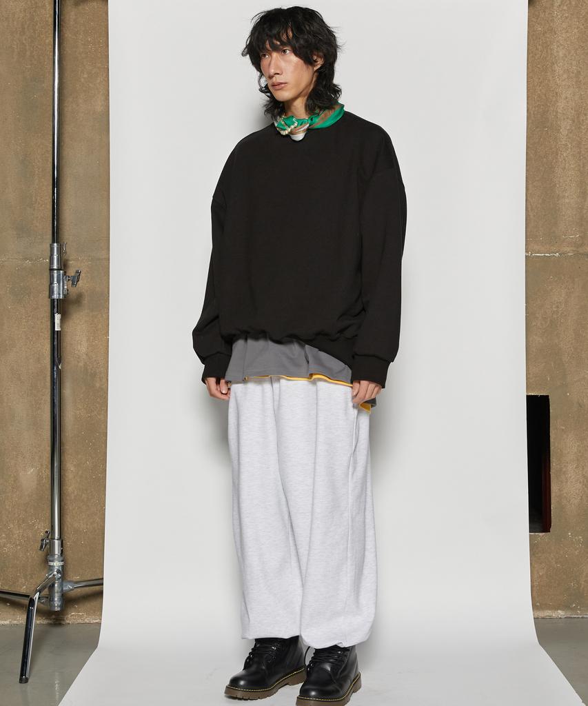 Peideomeonteu Balloon Jogger Wide Pants (White Melange Gray)