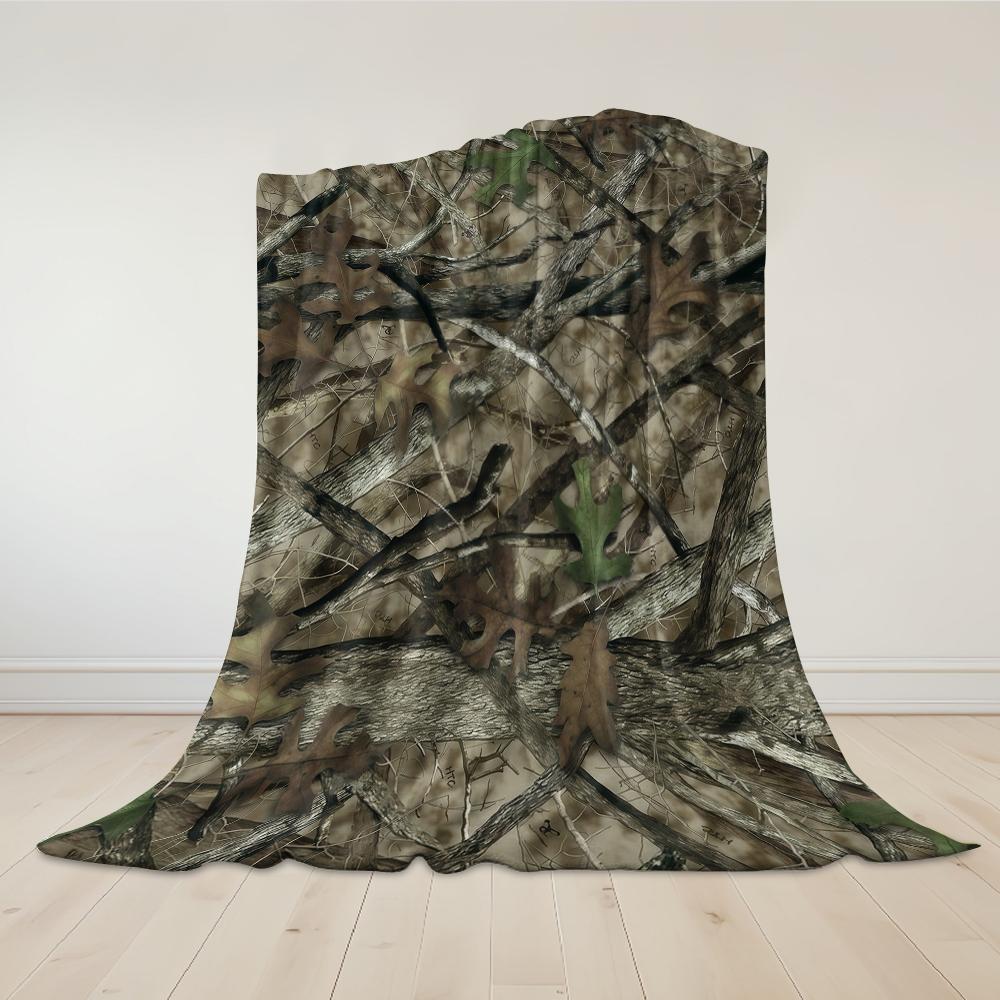 Zweig Blätter Camouflage Flanell Decke Warm Weich Halloween Weihnachten Sofa Warm Gemütlich Dekoratives Dekor Geschenk für Alle Jahreszeiten