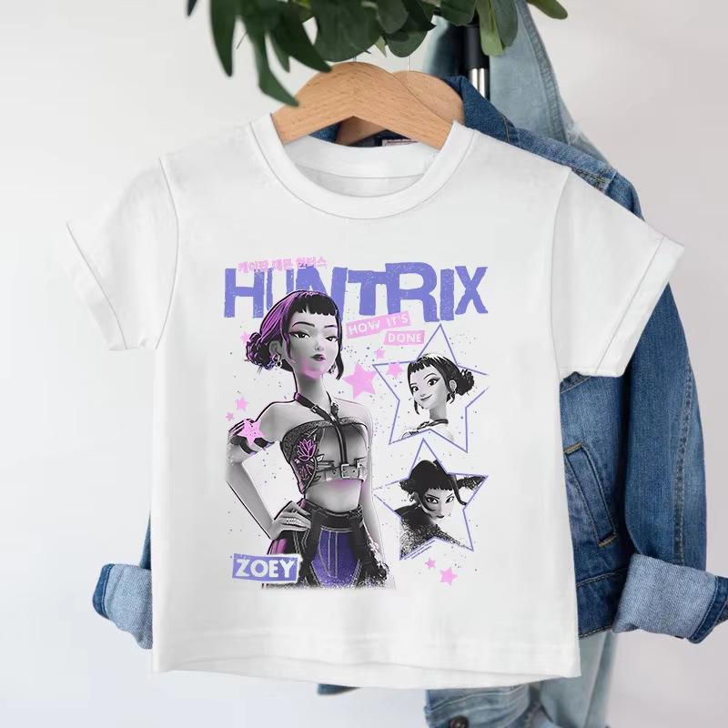 Kpop Dämonenjägerin Girlgroup Baumwoll-T-Shirt - Kinder Rundhals Kurzarm