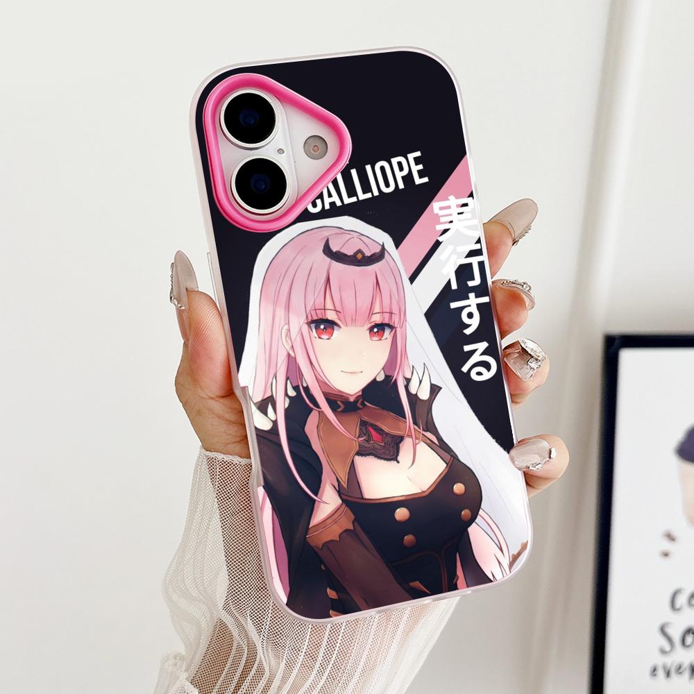Holo Mori Calliope Jelly Double layer Rose Red Mobile Phone Case for iPhone 17 16 15 14 13 12 11 Air Pro Max Plus Protective