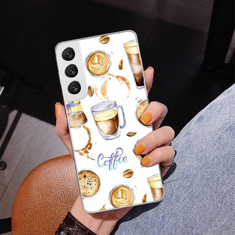 Coffee Wine Cup Phone Case For Samsung Galaxy S24 S25 Edge S26 Ultra S23 S22 S21 Plus S20 FE + Personalized Print Cover Galaxy S