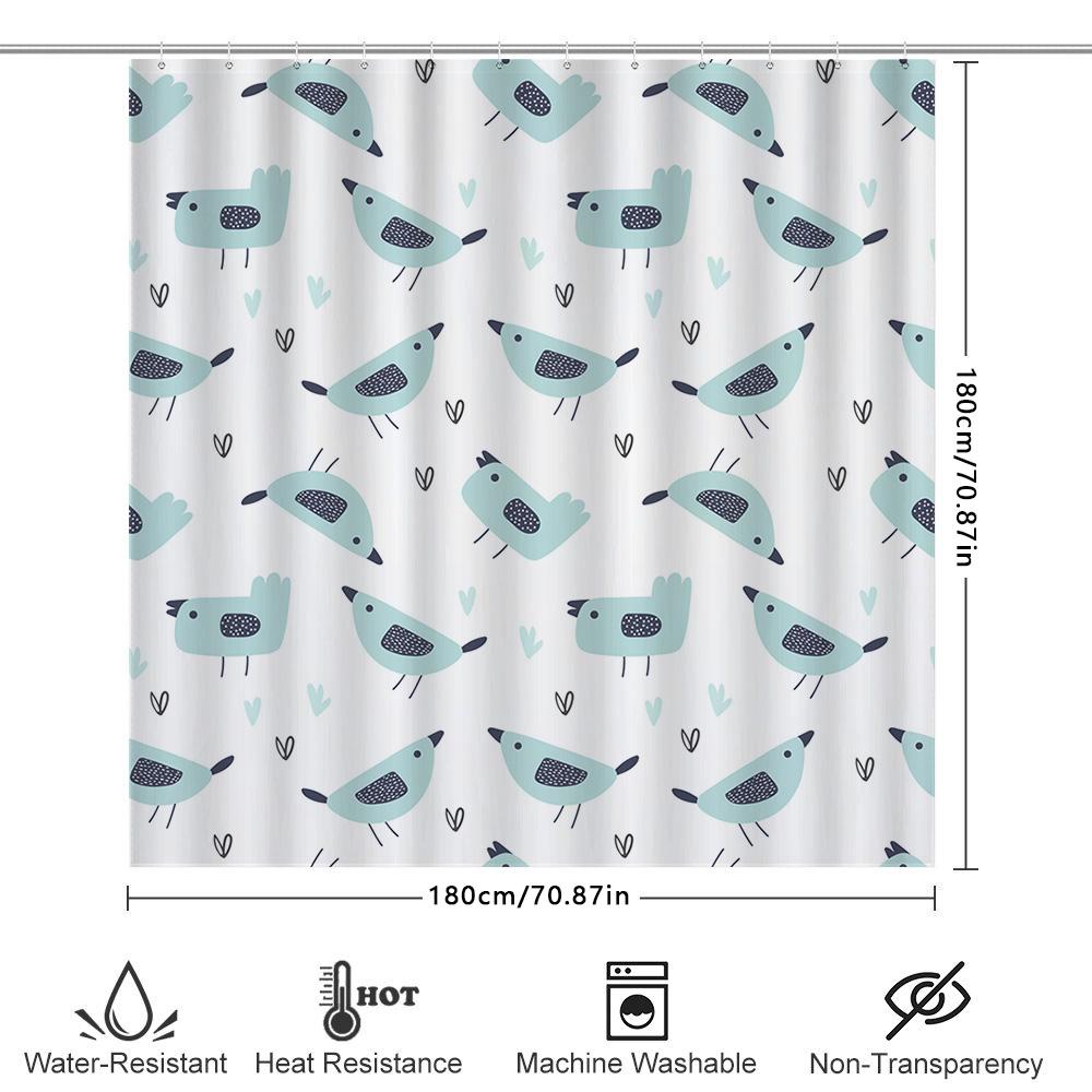 Blue Bird Shower Curtain Waterproof Fabric Bathrooms Decor Set For Home Bathroom Decorations Blue Birds Pattern Shower Curtains