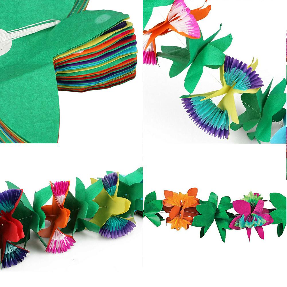 3M Hawaiian Tropical Paper Flower Garland Banner Summer Beach Luau Party Decor