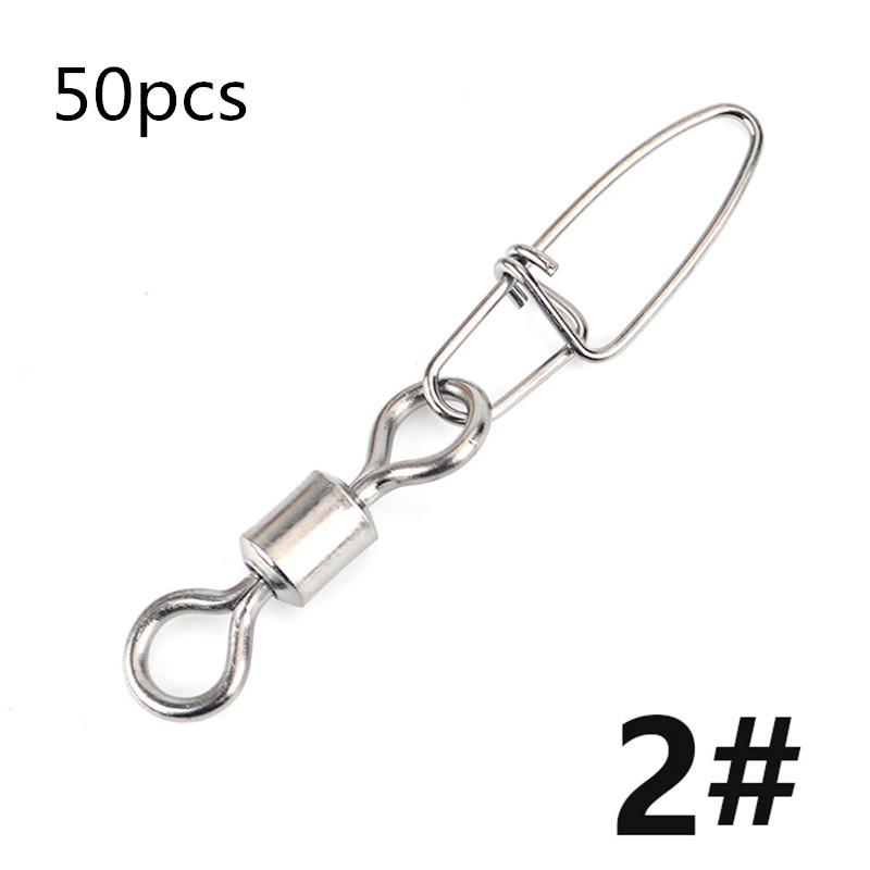 FTK Medidor de pressão 50 peças acessórios de pesca pique conector pino rolamento giratório mosquetão isca giratória equipamento