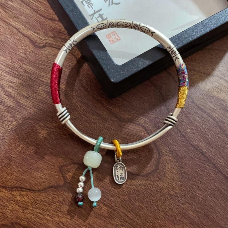 Zuyin 99 Yin Yang Fish Woven Bracelet Female Solid Small Tribal Style Wealth Attraction and Blessing Pure Silver Bracelet