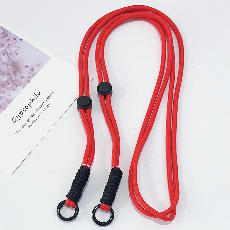 Adjustable Color-Block Crossbody Phone Strap with Clip & Chain