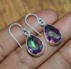 Solid 925 Sterling Silver Mystic Topaz Gemstone Teardrop Earrings Handmade Earrings Gift For Her