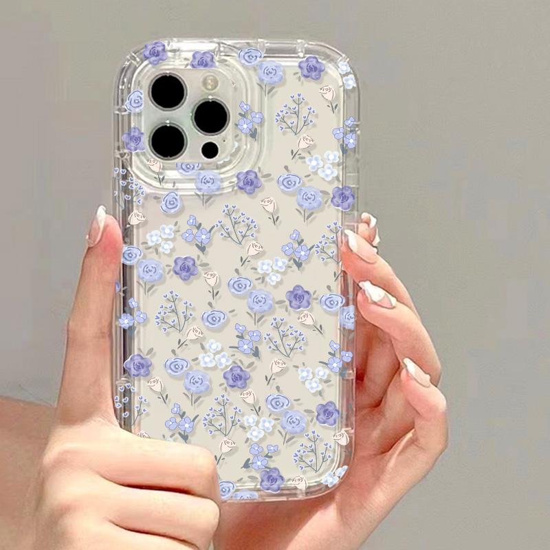 Pastel Floral TPU Shockproof Phone Case For iPhone 17 Air 16 16e 15 13 12 11 Pro Max Pro Plus Full Protection Funda Cover