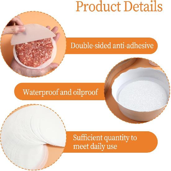 Giantree 500 Pcs 5 Inches Hamburger Patty Paper Round, Parchment Burger Papers Non Stick, Burger Press Paper, Pre-Cut Round Parchment Paper for Cake