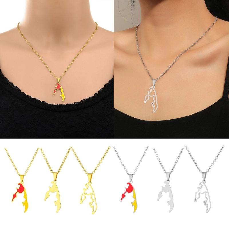 Collana Ciondolo Tamil Eelam Acciaio Inossidabile Mappa Geometrica Charms Collane Gioielli di Moda per Donne e Uomini