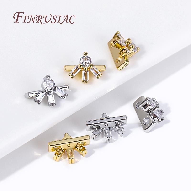 18K Gold Plated Multi-designs Zircon Flower Spacer Bars 2/3 Holes Separators for Strand Beads Jewelry Making Accessories