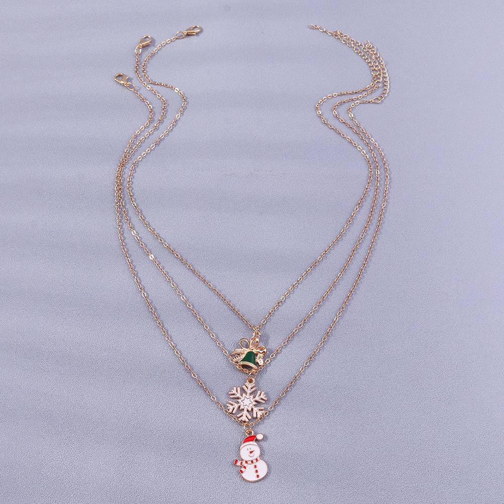 European & American Christmas Necklace Set: Reindeer, Cane, Santa Claus & Tree Pendants