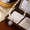 Hochwertige Schneeflocken Zirkon Perlenkette Leichter Luxus Nischendesign Schmuck Damen High-End Gefühl Schlüsselbeinkette Accessoires Halskette
