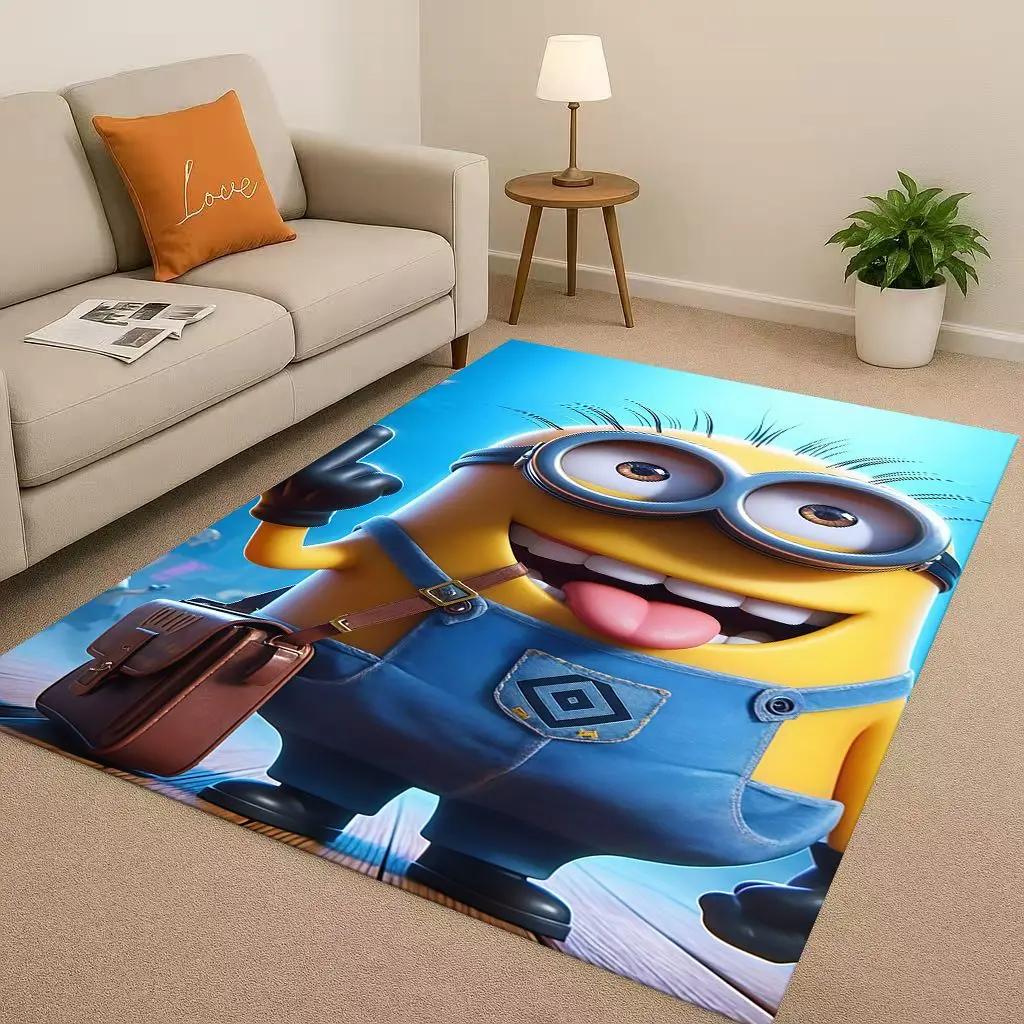 3D Cute Minions Cartoon Christmas Gift Living Room Non-Slip Area Rug Carpet for Bedroom Playroom Sofa,Home Decor Doormat