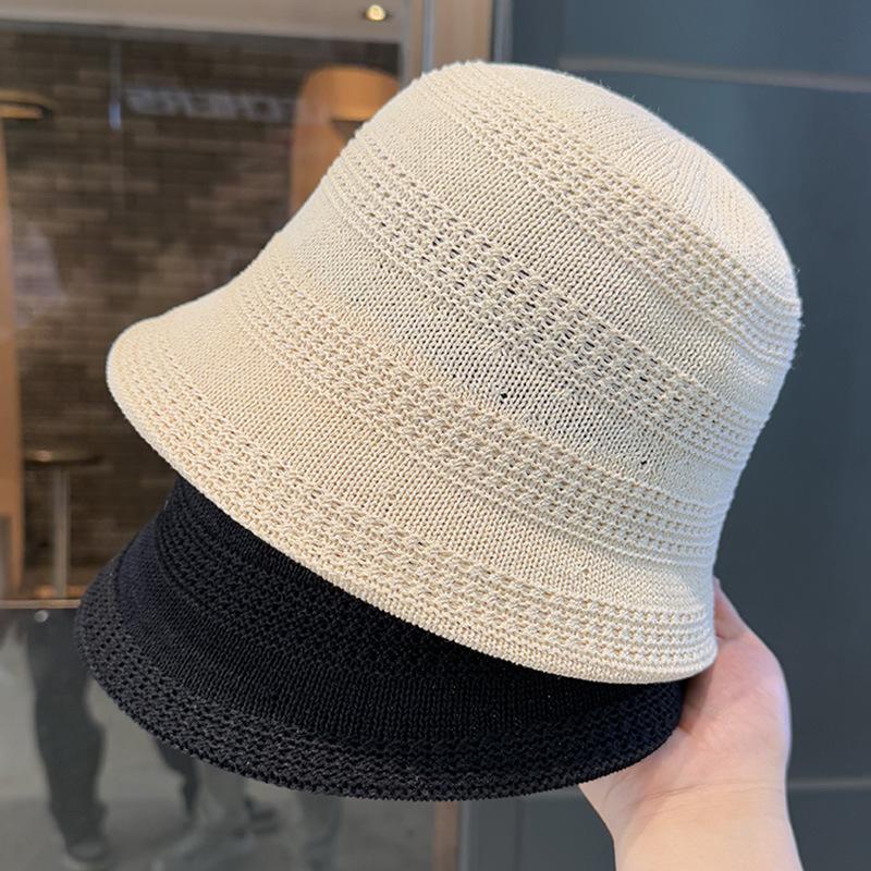 New fashion sunshade sunscreen fisherman hat children spring and summer knitted hollow breathable face small bucket hat