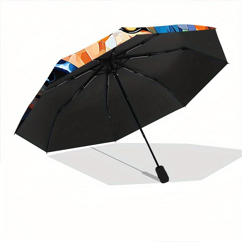 1pc Colorful Wolf Head Art Pattern Automatic Umbrella is Fashionable and Good-Looking, Suitable for Travel and Daily Use.R089