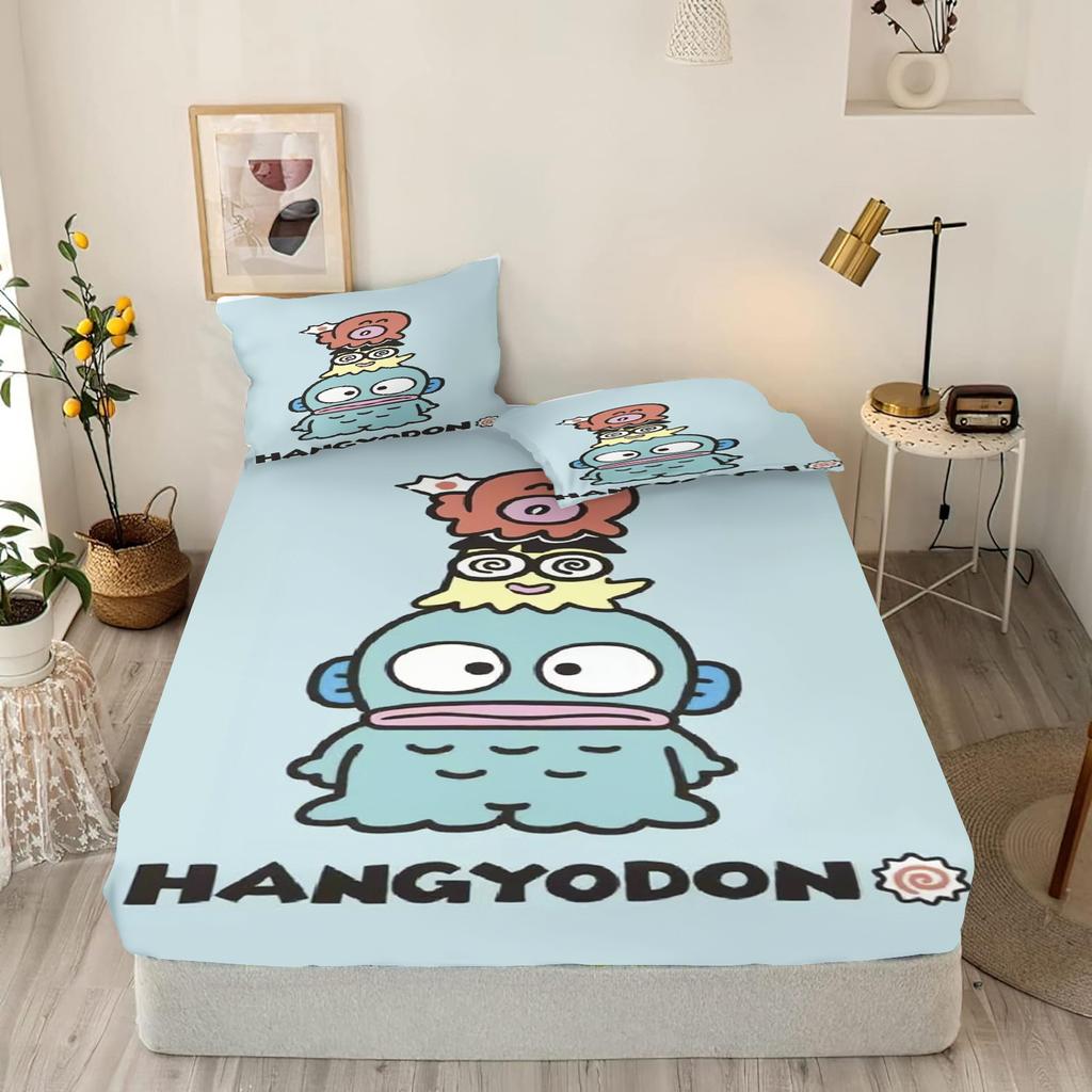 Cartoon Fitted Sheets King Size Hangyodon Bedding Set Quilt Cover Children'S Printed Polyester Covers