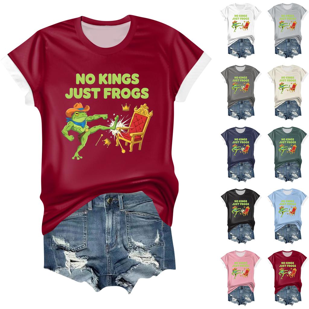 Women's Casual Printed T-shirt Round Neck Pullover Short-sleeved Top