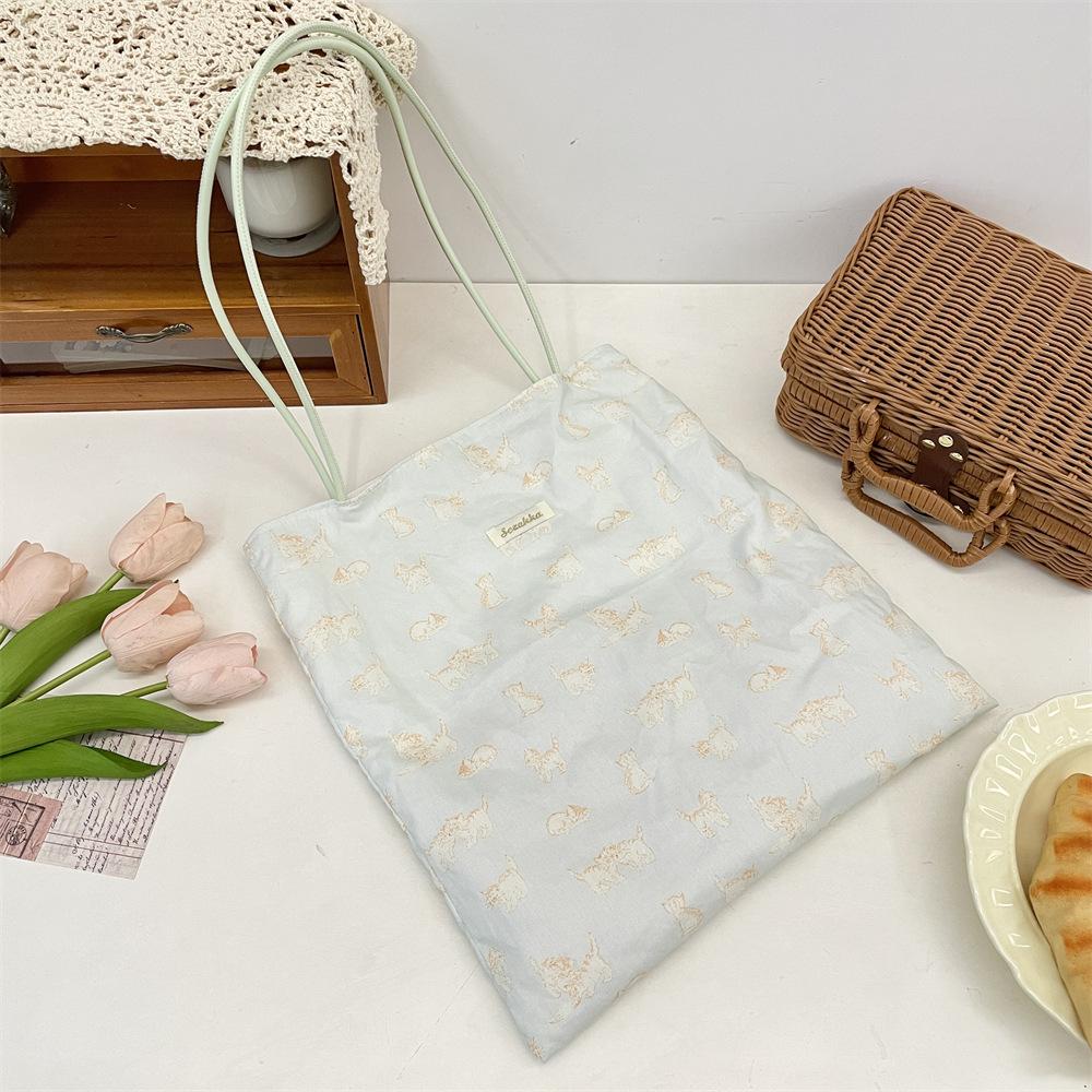 Lazy print sweet plaid shoulder shopping bag leisure commuter canvas bag tote bag