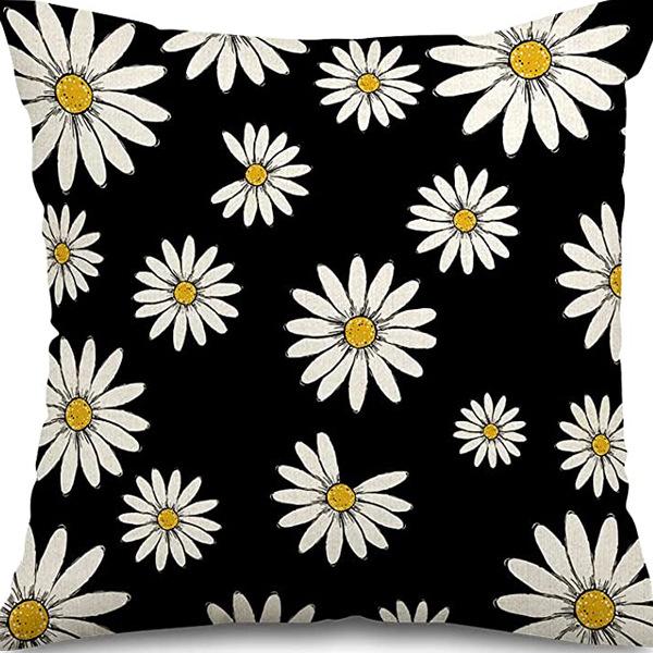 Year Daisy Flower Linen Pillow Case Home Decor Hydrangea Sofa Pillow Cushion