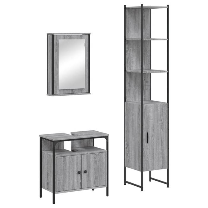 VidaXL Ensemble De Meubles De Salle De Bain 3 Pcs Sonoma Grey, Bathroom Cabinet, Bath Cabinet, Vanity Unit of 3214798
