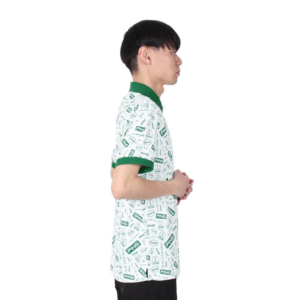 Short Sleeve Polo Shirt Golf X Green S [Pin Apparel] Men's (All-over Print) / / 621-5160221 031_White