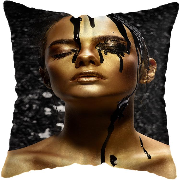 Pillowcase Bedroom Black and Gold African Woman Living Room Pillow Decoration Cushion