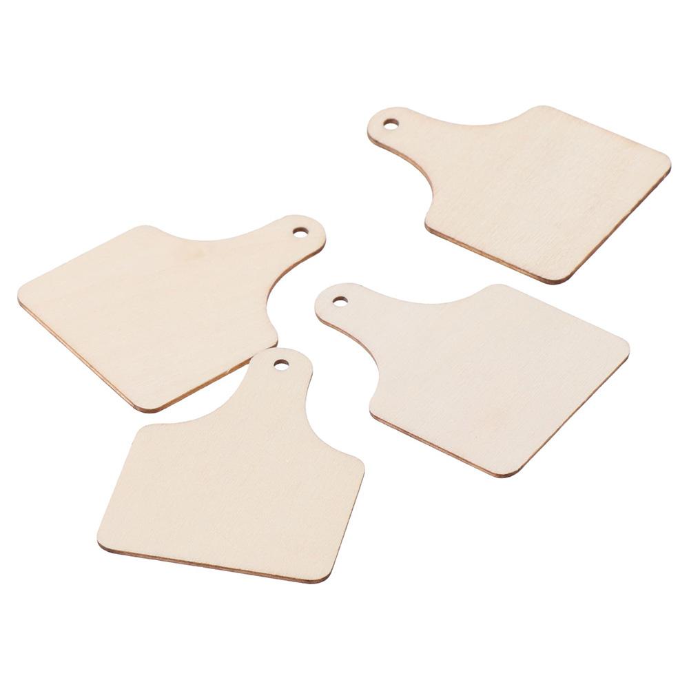 40pcs With Ropes Unfinished Wooden Cutouts Wooden Hanging Cow Tags Cow Ear Tags Cutouts  Home Party