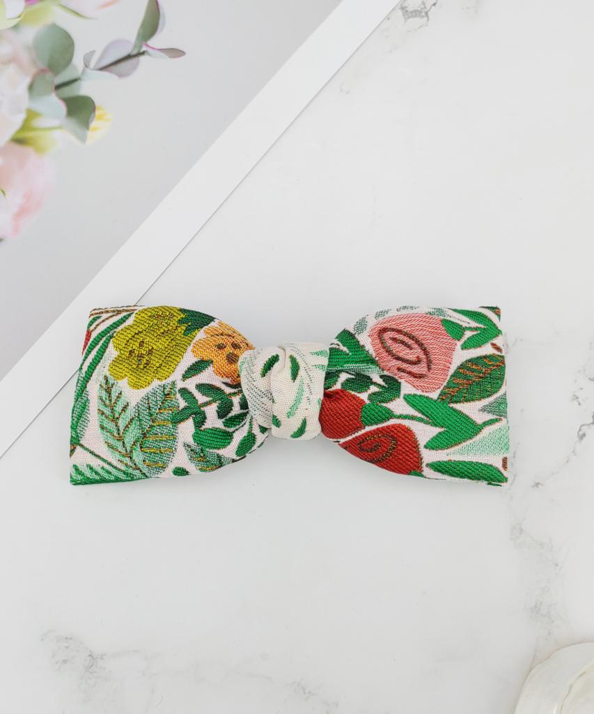 Maia Rose Jacquard Ribbon Pin - Green