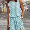 Women's Sleeveless Maxi Dress Casual Crew Neck Elastic Waist Split Long Dress with Pocket Summer Beach Vacation Sundress