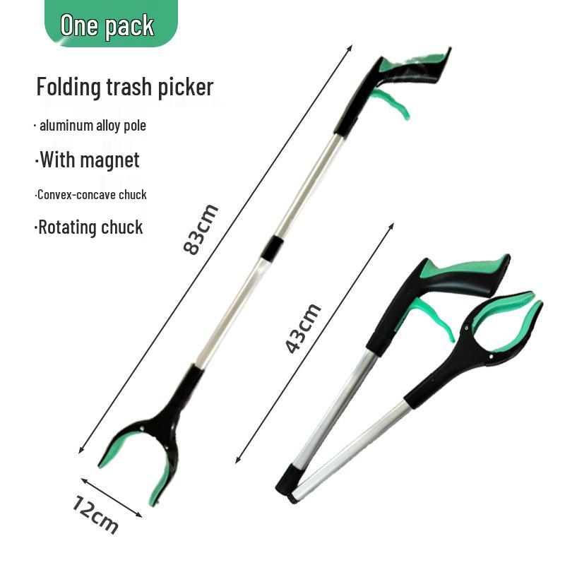 Aluminum Alloy Folding Trash Grabber: Durable Reacher for Household and Sanitation Use