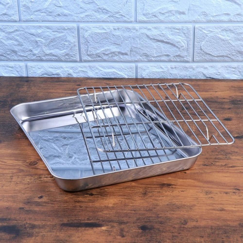 Steel Grill Kitchen Cooking Tools Cooling Grid Rack BBQ Plate Barbecue Sheet Baking Tray Pan