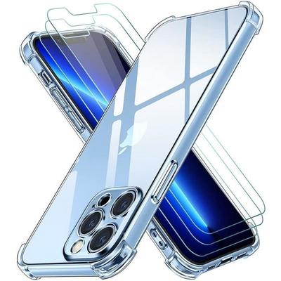 Phone Case - PROSHOP - for iPhone 13 Pro - Transparent - Shockproof - 2 Tempered Glass