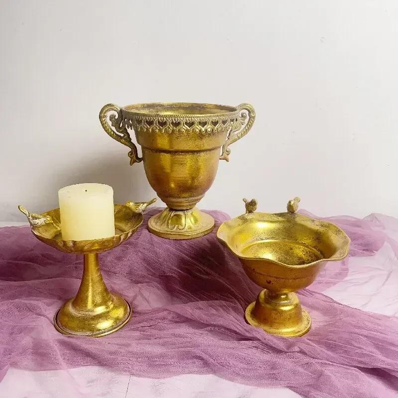 Europejski Styl Żelazny Wazon Hol Wejściowy Kompozycja Kwiatowa Na Biurko w Salonie Dekoracja Klasyczny Ozdoba na Przyjęcie Świąteczne