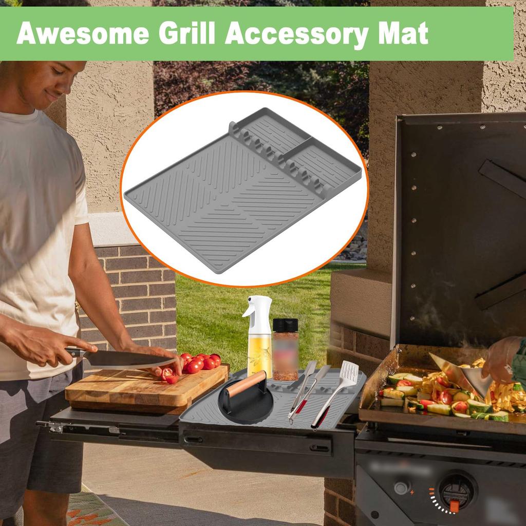 Side Shelf Mat Grill Multifunctional Placemat Silicone Bbq Pizza Mat Induction Cooker Cover Baking Pan Mat Barbecue Tools