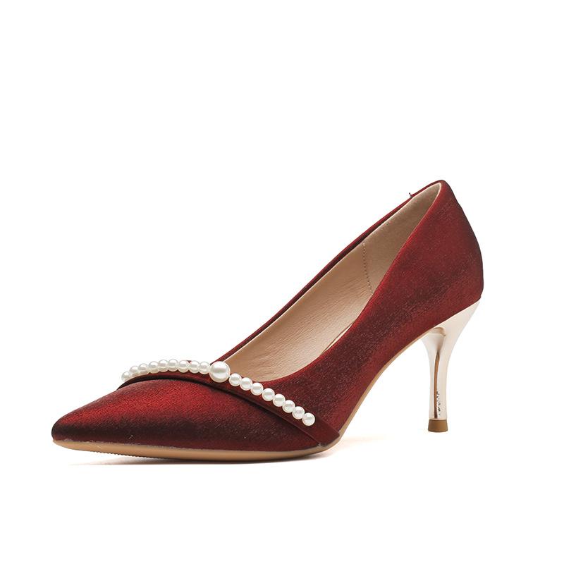 French Bar Mitzvah High Heels New Niche Versatile Bridesmaid Shoes Pearl Fine Heel Bride with Wedding Shoes