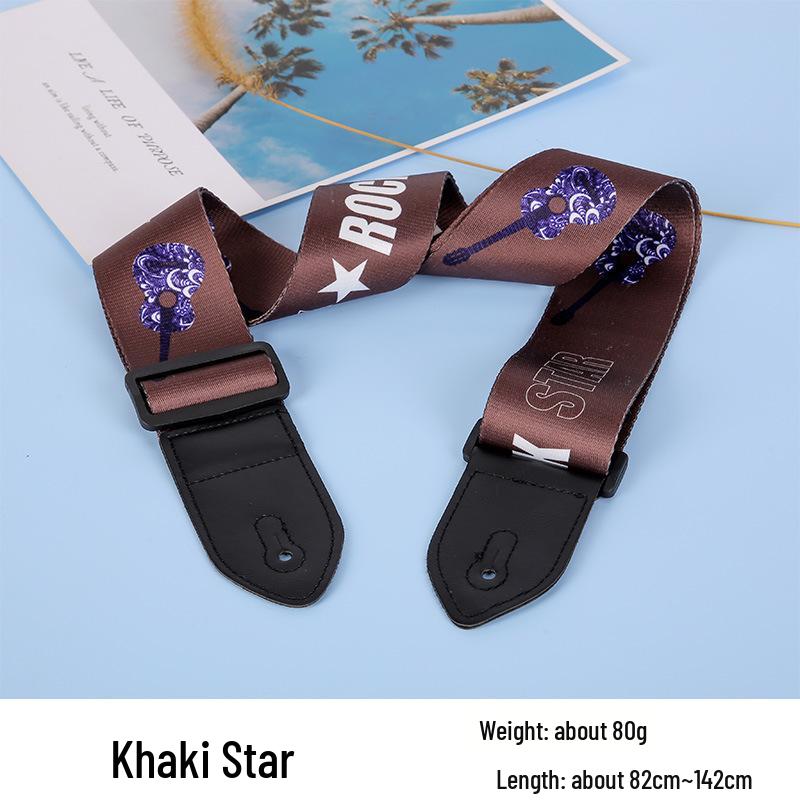 Unisex poszerzany i pogrubiony poliestrowy pasek do gitary/basu - Styl folk, konstrukcja bez dziurkowania