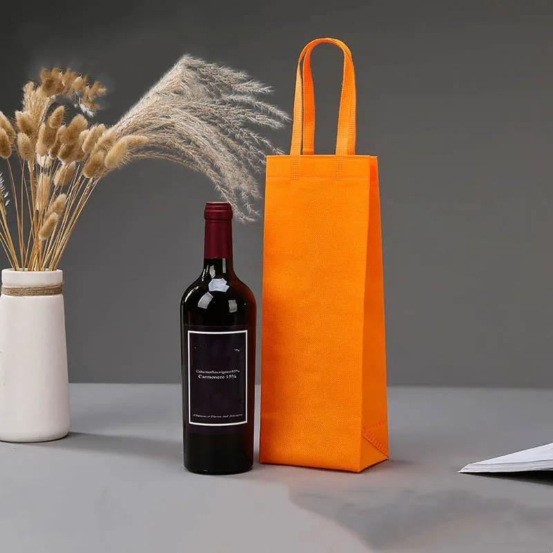 30pcs Nonwovens Champagne Beer Waterproof Gift Bag Color Single Double Bottle Red Wine Bottle Hand Handle Packaging Pouches