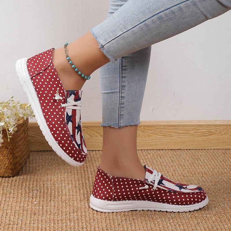 Plus-size Single Shoes Women's 2023 Spring New Star Stripe Low-top Pedaling Women's Shoes