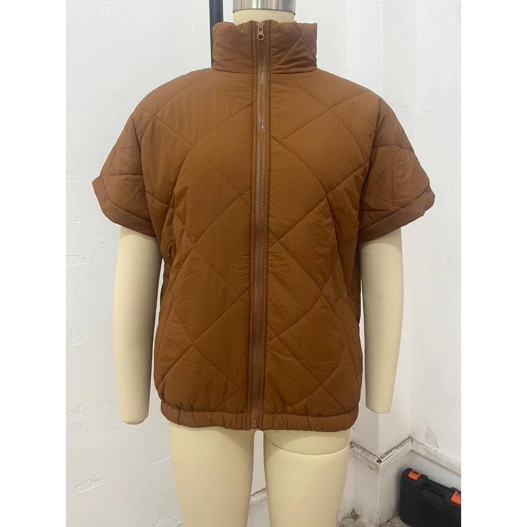 2025 Winter Autumn Women's Casual Padded Jacket with Pockets Zipper Diamond Quilted Warm Outerwear