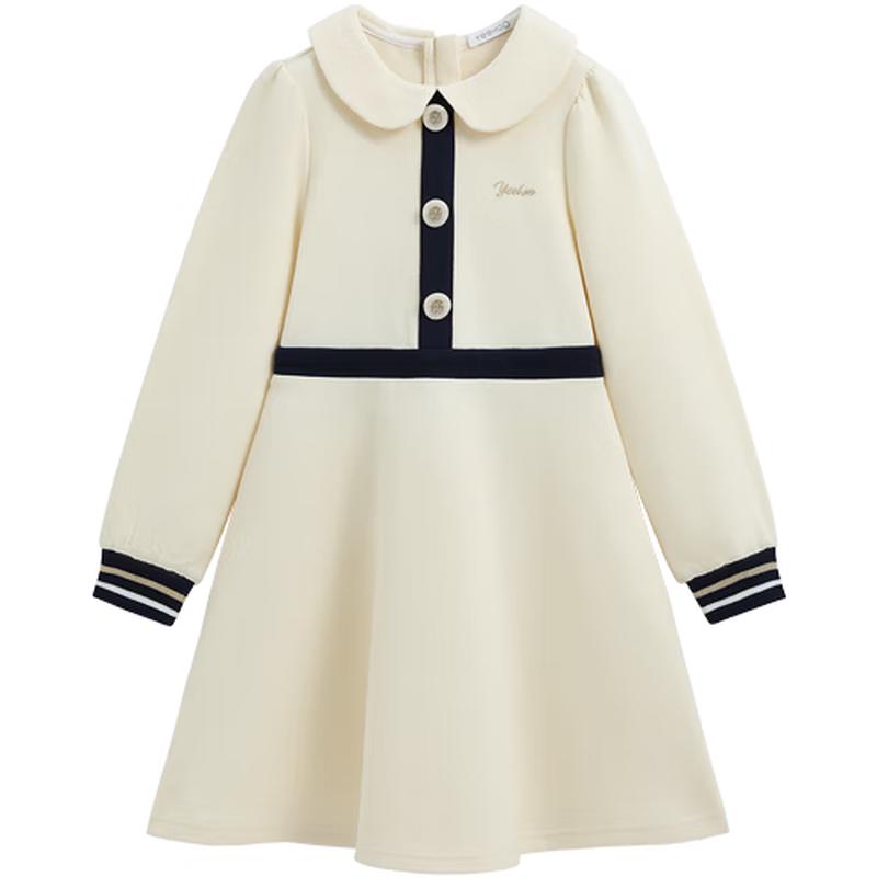 YEEHOO Girl s Doll Collar Long Sleeve Midi Dress 120