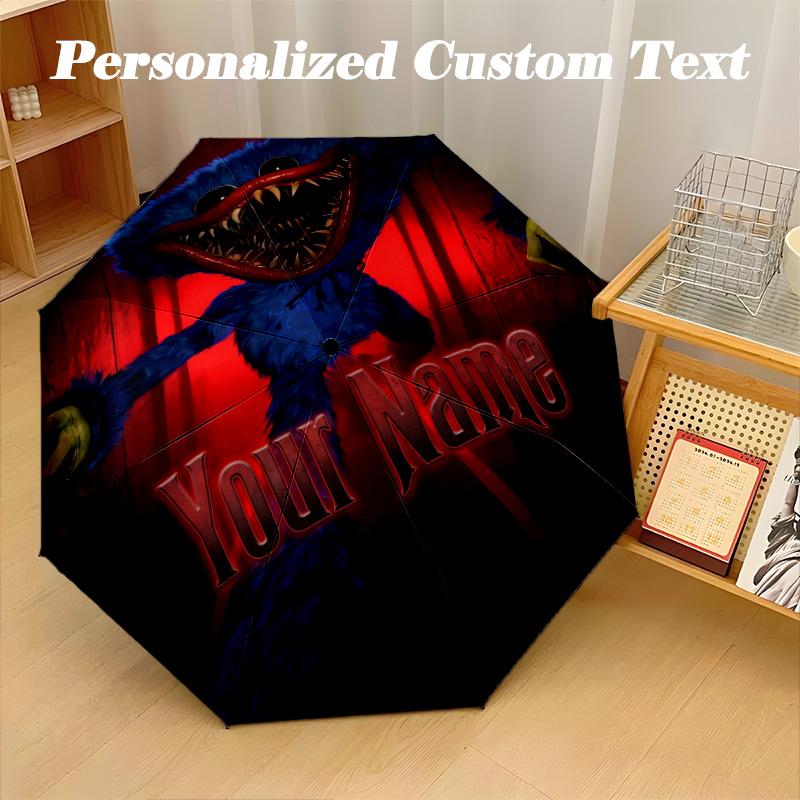 Poppy Playtime 8 Rib Auto Folding Umbrella, Personalized Custom Name Text