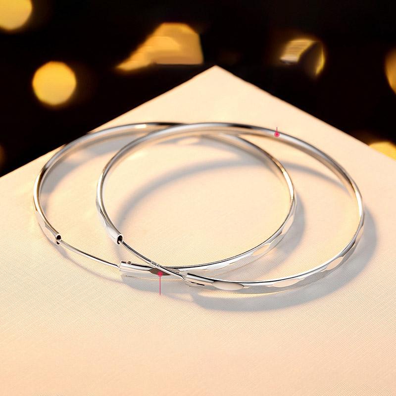 925 Sterling Silver Big Circle Stud Earrings for Women New Fashion Exaggerated Party Jewelry Gifts Prevent Allergy