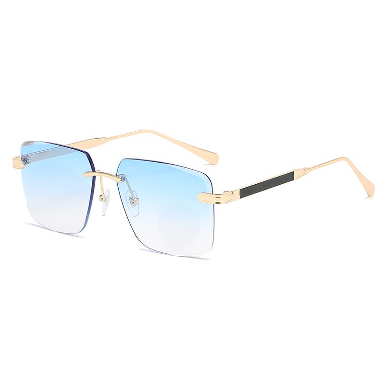 

Retro Square Women Sunglasses Fashion Oversized Rimless Cutting Lens Gradient Eyeglasses Alloy Trending Sun Glasses Men Shades show as picture