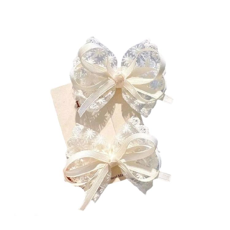 

Lace Hair Bows Hair Clip Graceful Hairpin Ponytail Holder Ribbon Hair Clip Hair Bows for Women бежевий