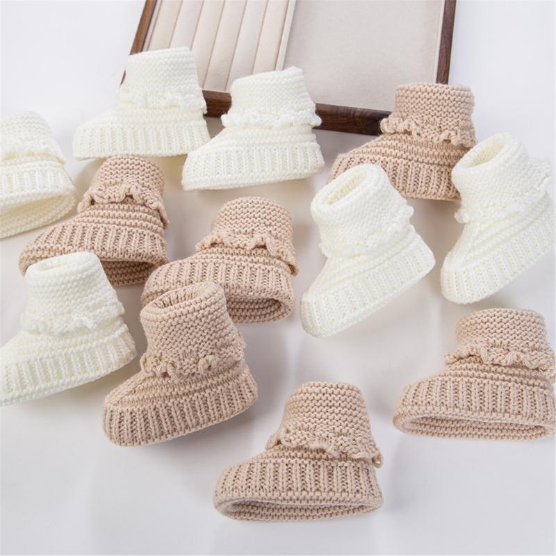 Handmade Baby Booties Warm Knit First Walkers Shoes Elegant Knit Baby Booties Easy Carry Shoes for Toddlers & Infants